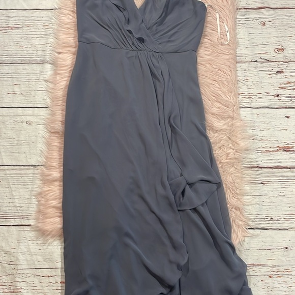 NWT Jenny Packham Ruffled Wrap Hi-Lo Maxi Dress Silverstone Chiffon - Picture 7 of 9